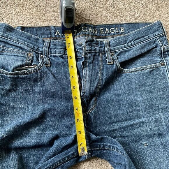 American Eagle Outfitters‎ Mens Relaxed Straight Leg Denim Jeans Blue Size 31/32 - Picture 8 of 12